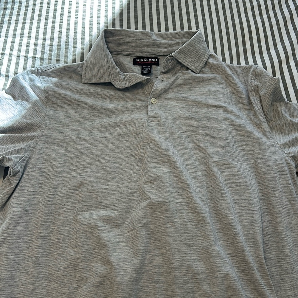 Heathered Grey/white Kirkland Polo